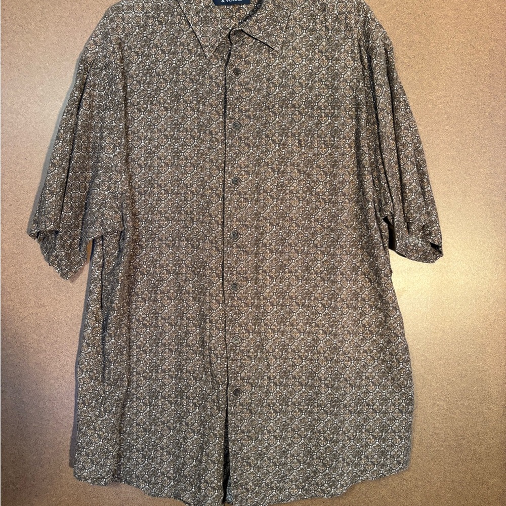 Roundtree & Yorke 2XT Men's Brown Patterned short sleeve Shirt